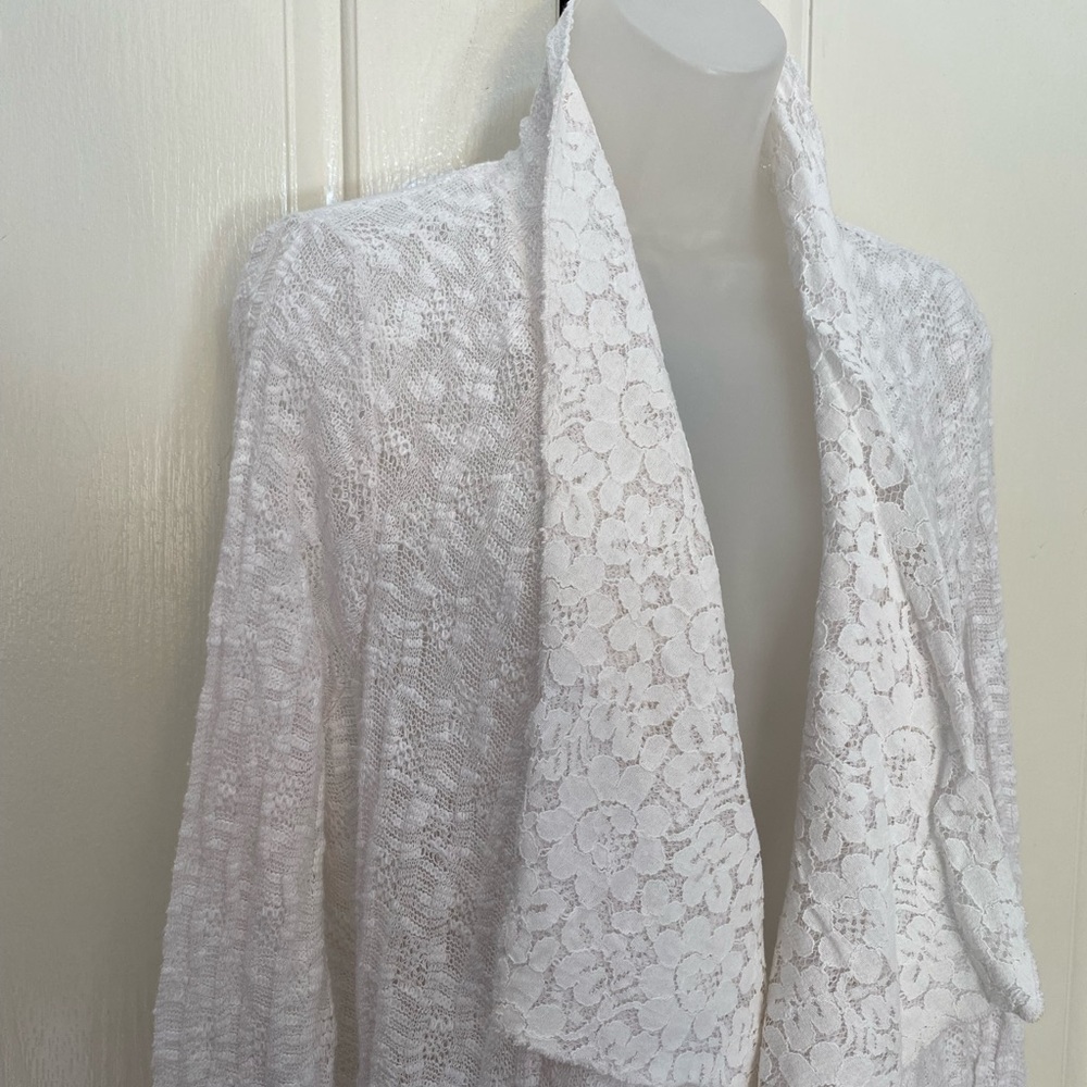 🟢NEW wTag-CUPIO Ivory Lace Cascade Cardigan L - Picture 2 of 3